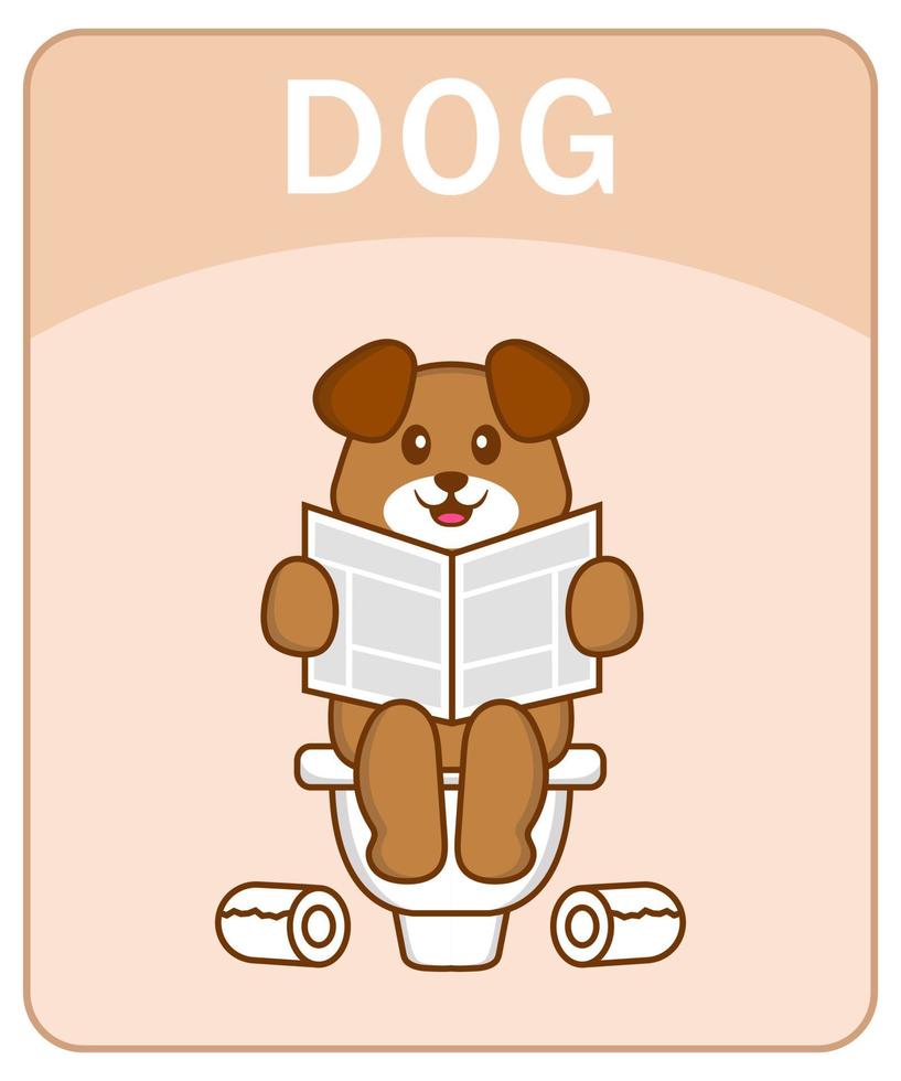 alfabet flashcard met schattige hond stripfiguur. vector