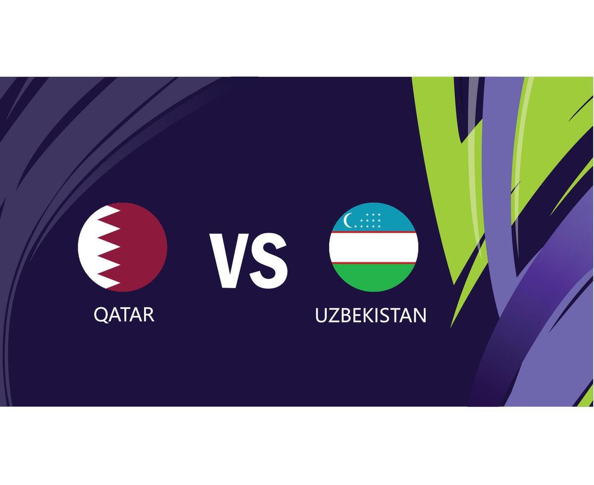 qatar en Oezbekistan bij elkaar passen emblemen vlaggen Aziatisch landen 2023 teams landen Aziatisch Amerikaans voetbal symbool logo ontwerp vector illustratie
