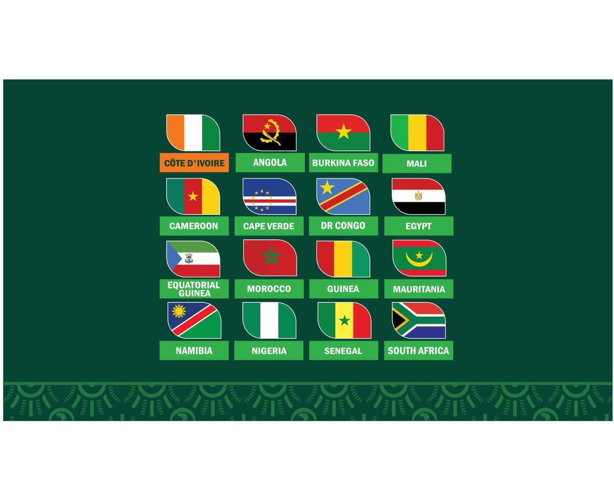 vlaggen embleem Afrikaanse landen 2023 teams landen Afrikaanse Amerikaans voetbal symbool logo ontwerp vector illustratie