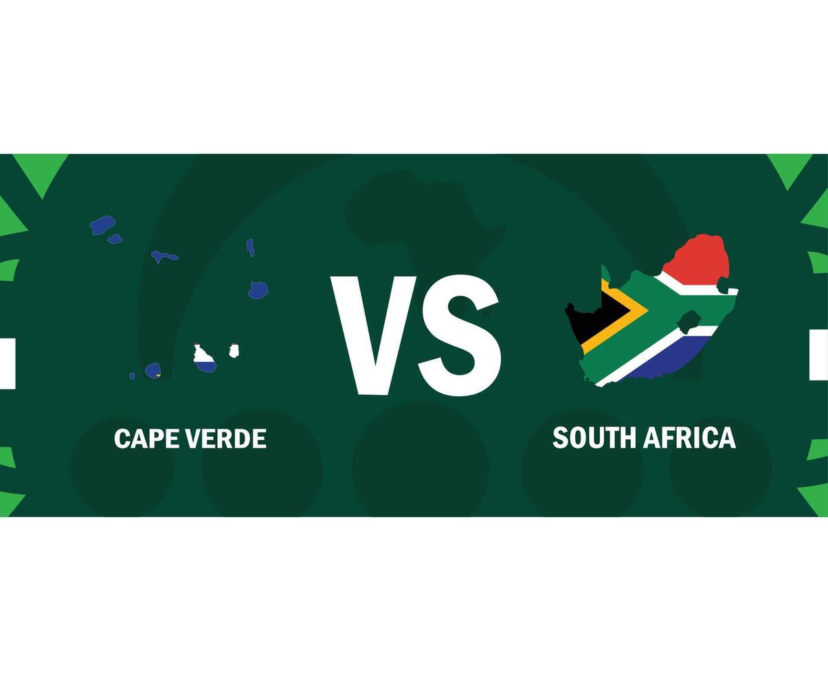 kaap verde en zuiden Afrika bij elkaar passen vlaggen kaart Afrikaanse landen 2023 emblemen teams landen Afrikaanse Amerikaans voetbal symbool logo ontwerp vector illustratie