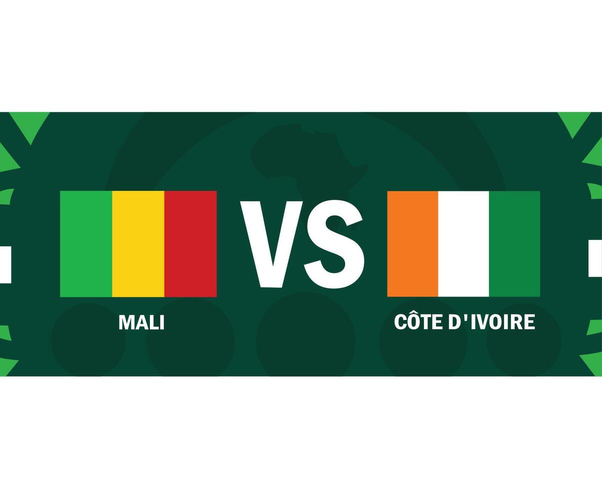 Mali en ivoor kust bij elkaar passen emblemen vlaggen Afrikaanse landen 2023 teams landen Afrikaanse Amerikaans voetbal symbool logo ontwerp vector illustratie