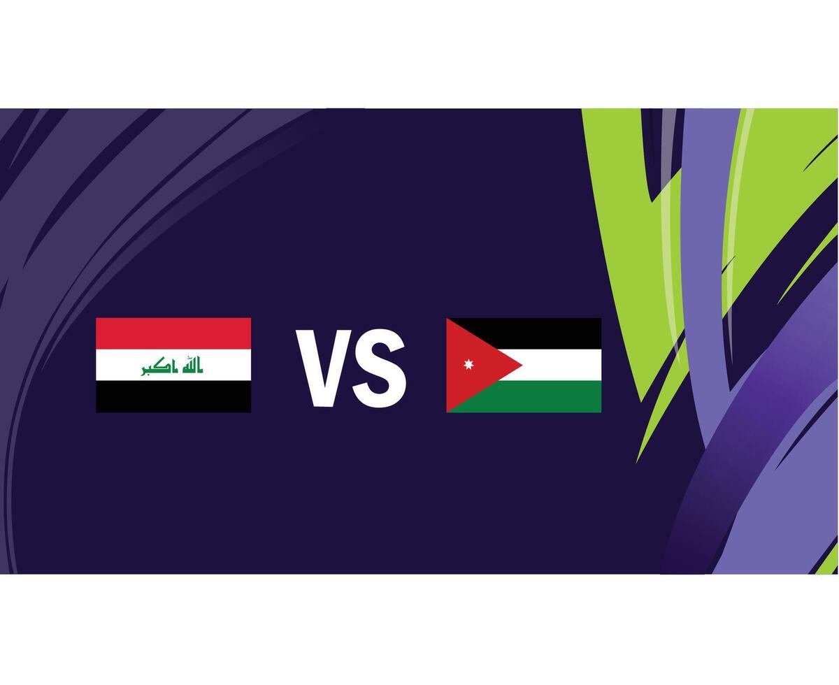 Irak en Jordanië bij elkaar passen vlaggen Aziatisch landen 2023 emblemen teams landen Aziatisch Amerikaans voetbal symbool logo ontwerp vector illustratie