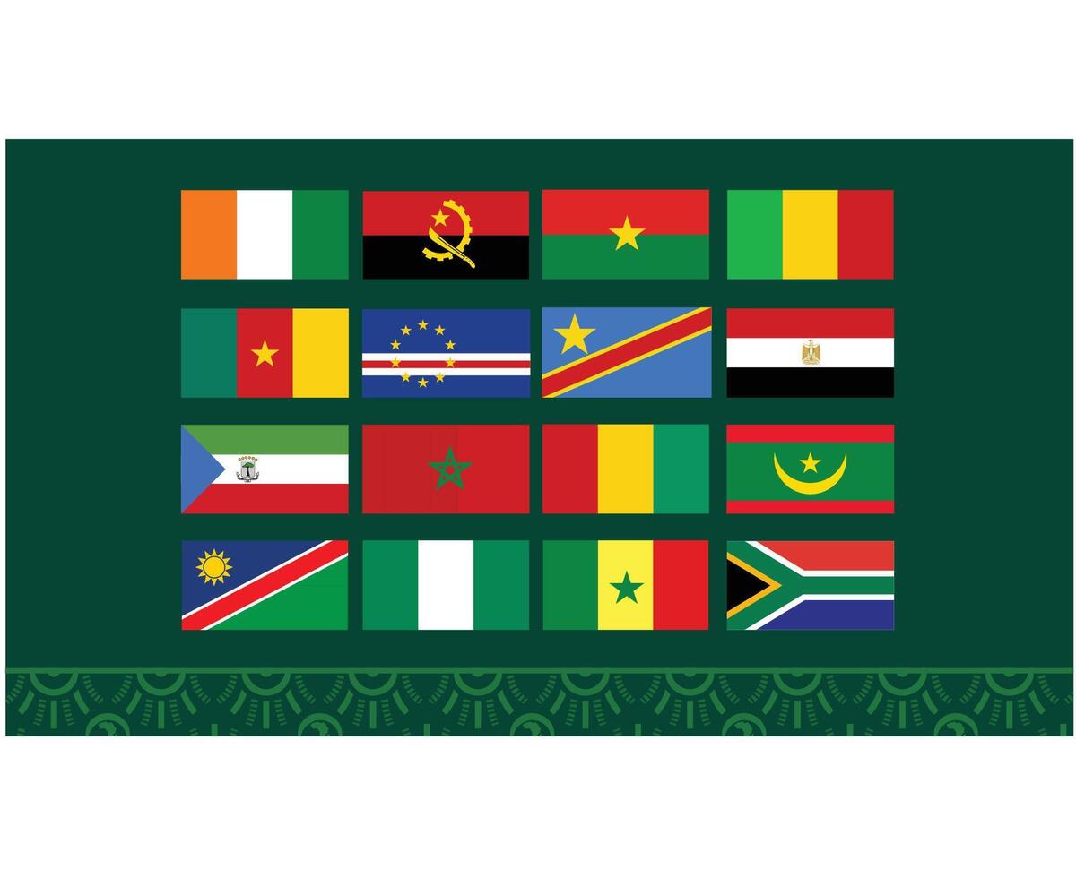 vlaggen emblemen Afrikaanse landen 2023 teams landen Afrikaanse Amerikaans voetbal symbool logo ontwerp vector illustratie