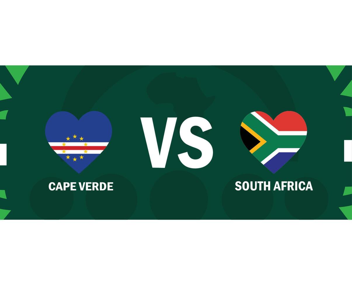 kaap verde en zuiden Afrika bij elkaar passen vlaggen hart Afrikaanse landen 2023 emblemen teams landen Afrikaanse Amerikaans voetbal symbool logo ontwerp vector illustratie