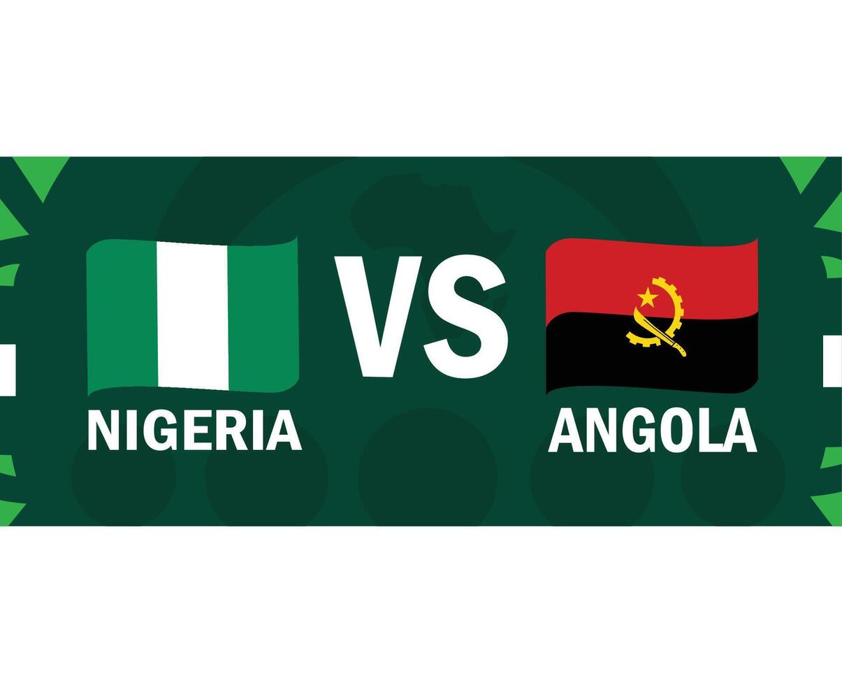 Nigeria en Angola bij elkaar passen lint vlaggen Afrikaanse landen 2023 emblemen teams landen Afrikaanse Amerikaans voetbal symbool logo ontwerp vector illustratie