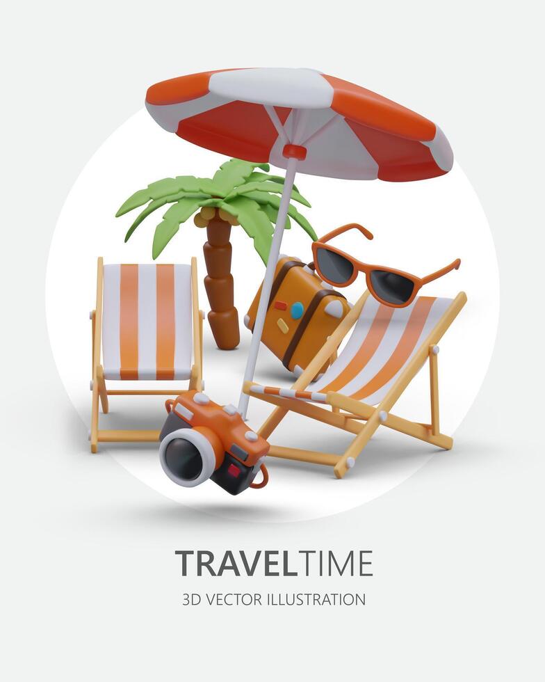 tours naar tropisch landen. rust uit onder palm bomen. promotionele aanbod van reizen operator vector
