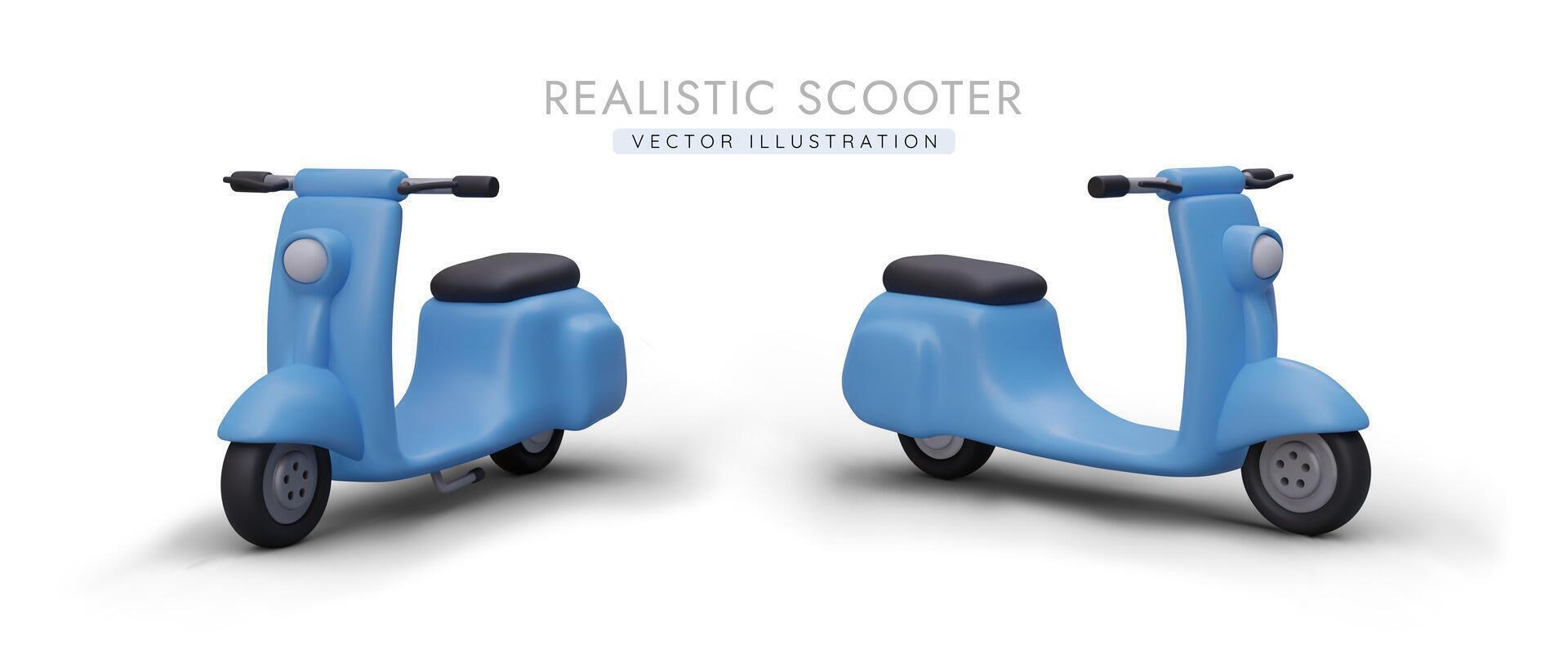 paar- van realistisch blauw scooters. manoeuvreerbaar, handig voertuig voor persoonlijk gebruiken, levering vector