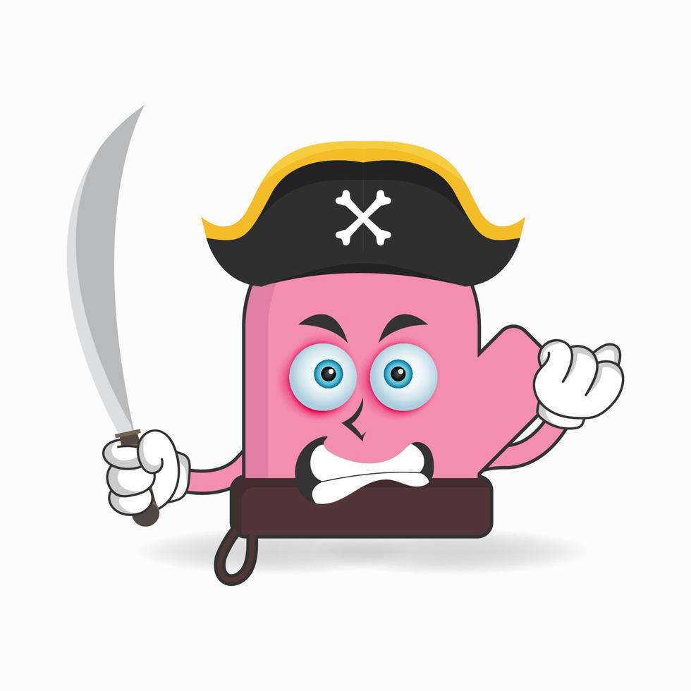 het karakter van de handschoenenmascotte wordt een piraat. vector illustratie