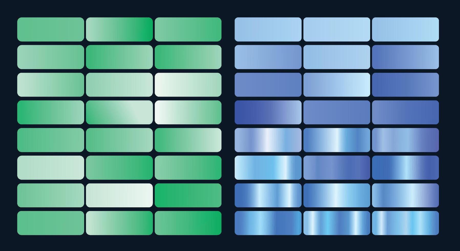 blauw en groen helling achtergronden. glanzend groen en blauw helling set. vector