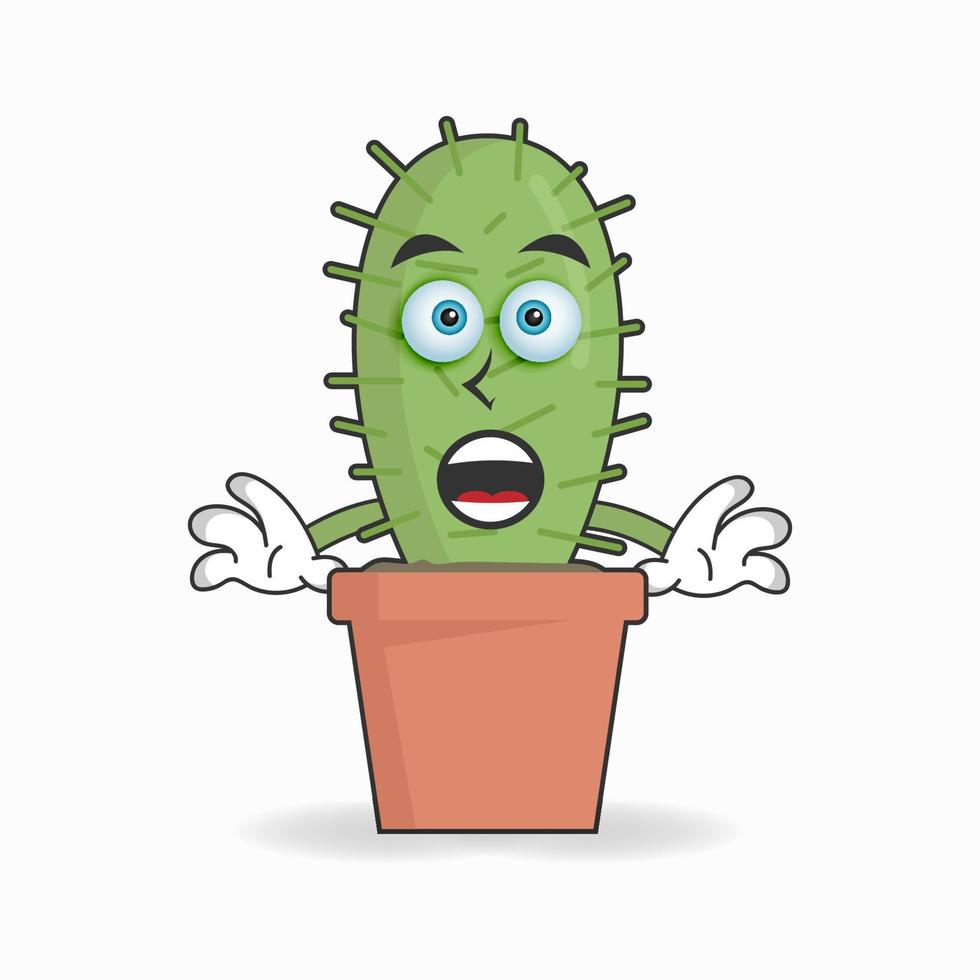 cactus mascotte karakter met geschokte uitdrukking. vector illustratie