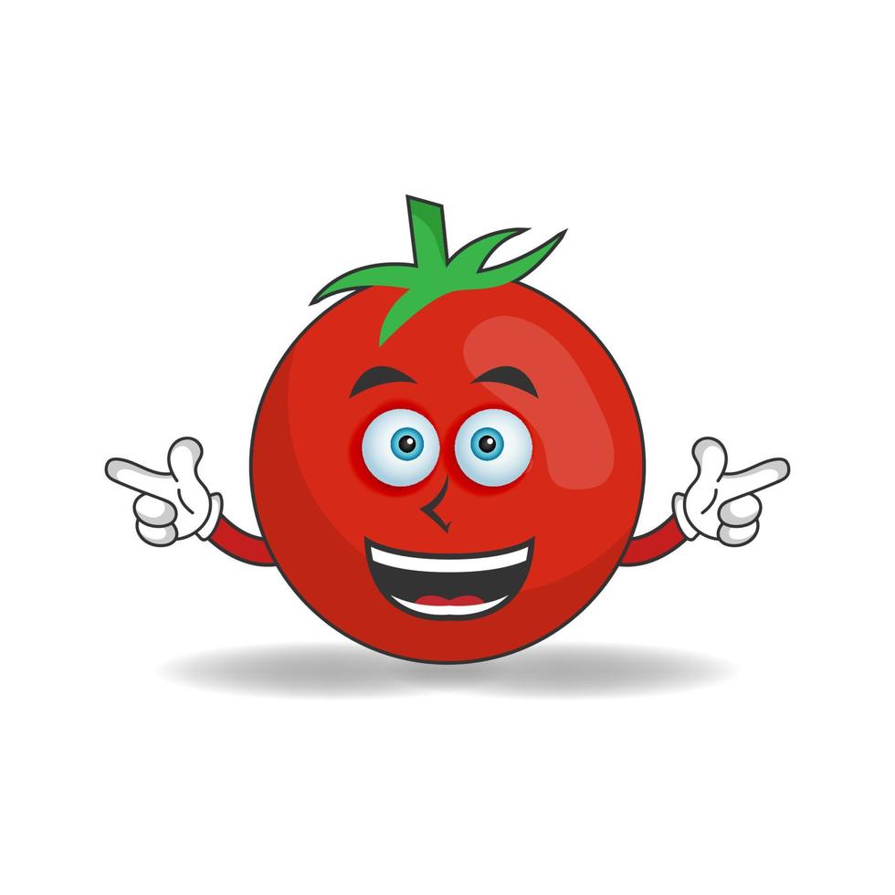 tomaat mascotte karakter met glimlach expressie. vector illustratie