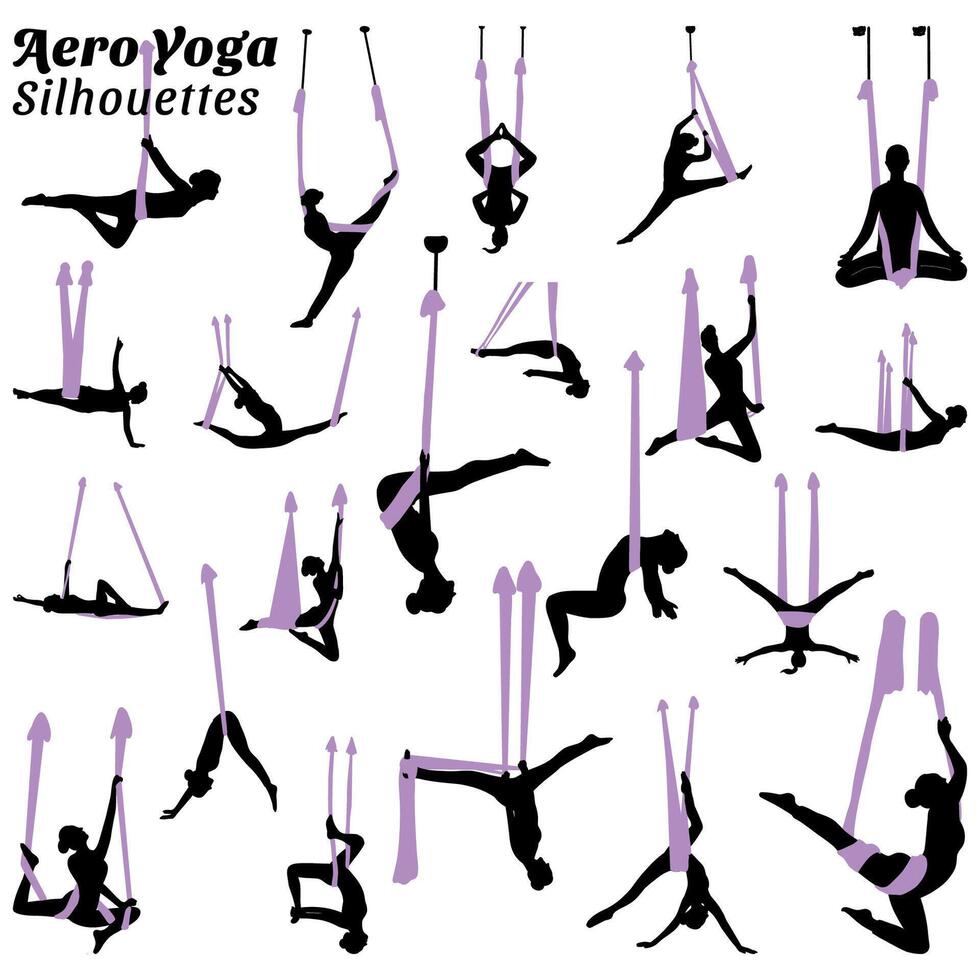 aero yoga sport- silhouet verzameling vector