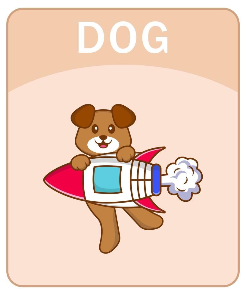 alfabet flashcard met schattige hond stripfiguur. vector