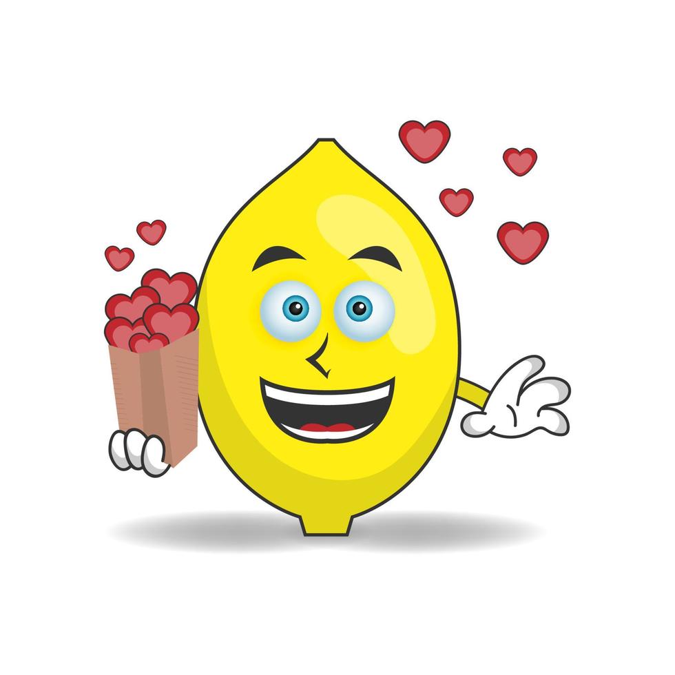 citroen mascotte karakter met een liefde-pictogram. vector illustratie