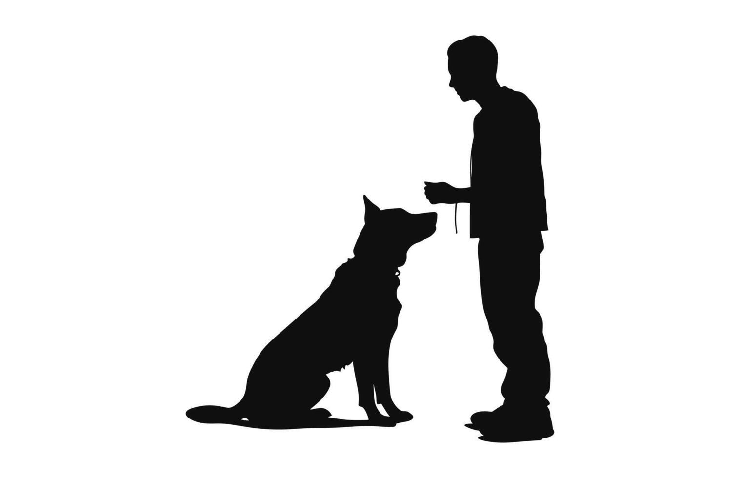 hond trainer zwart silhouet zwart vector geïsoleerd Aan een wit achtergrond