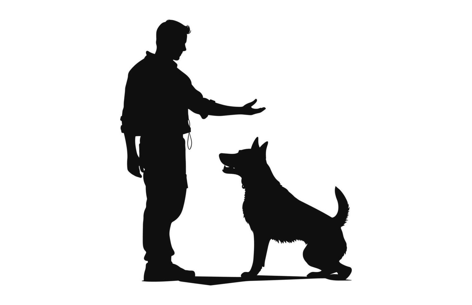 hond trainer zwart vector zwart silhouet geïsoleerd Aan een wit achtergrond