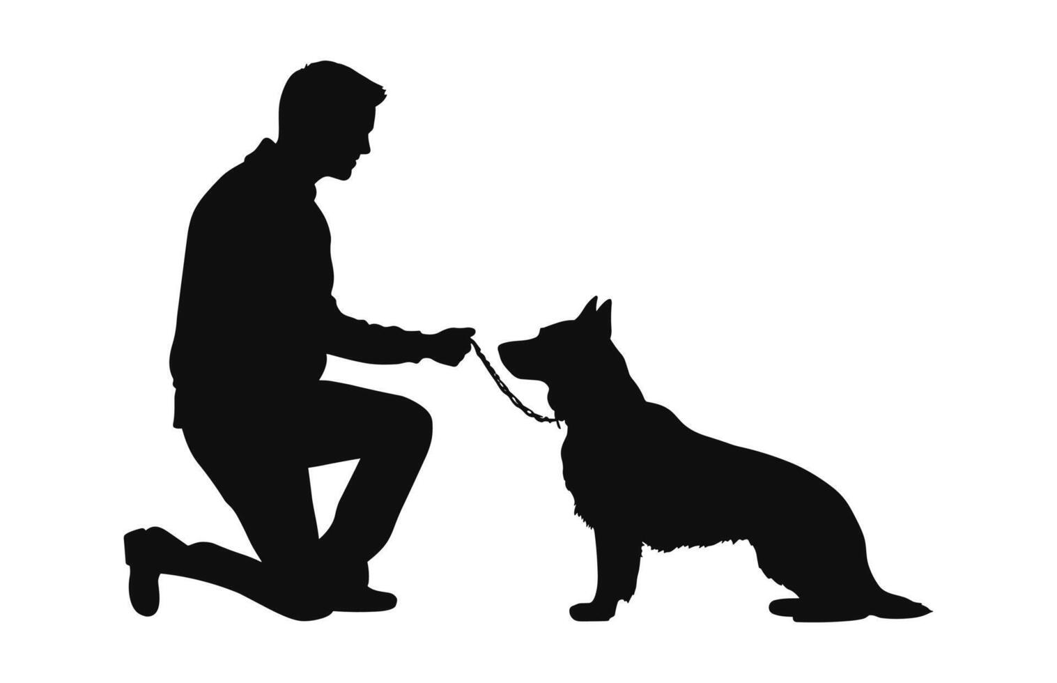 hond trainer zwart vector zwart silhouet geïsoleerd Aan een wit achtergrond