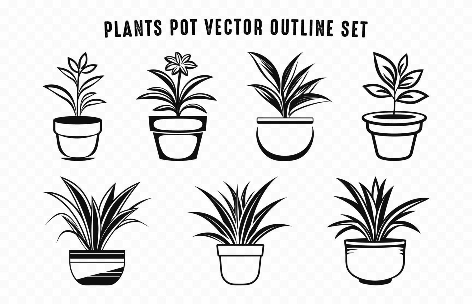 planten pot silhouet zwart vector set, ingemaakt fabriek boom silhouetten verzameling,