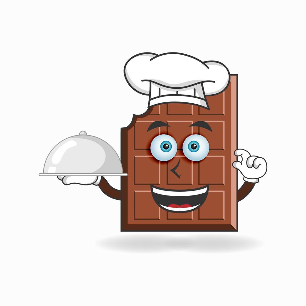 het karakter van de chocolademascotte wordt een chef-kok. vector illustratie