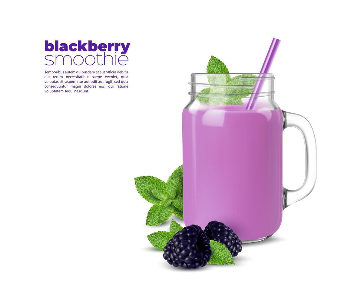 Purper braam, munt bladeren smoothie of sap vector