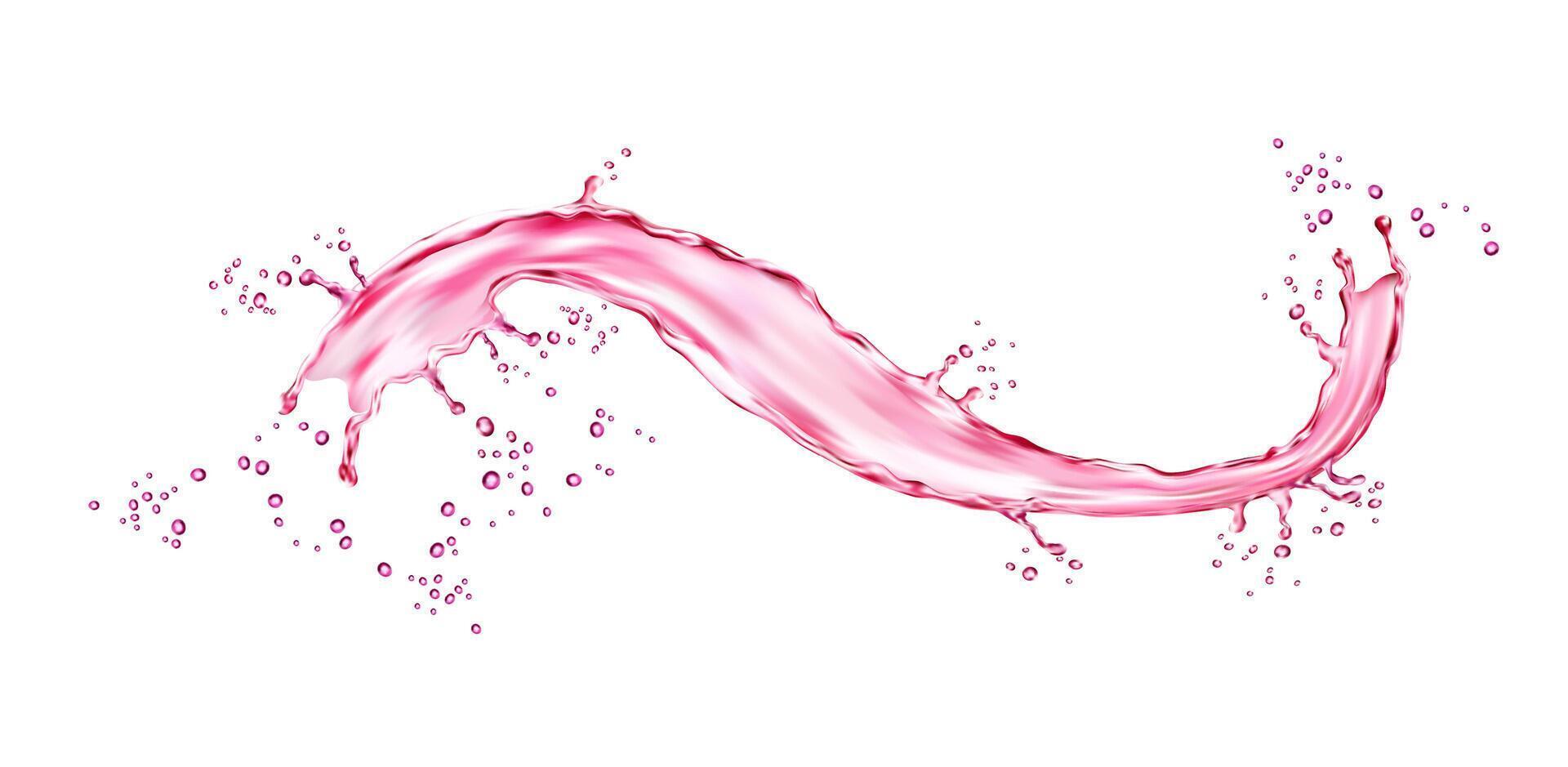 realistisch roze water Golf plons, sap of wijn vector