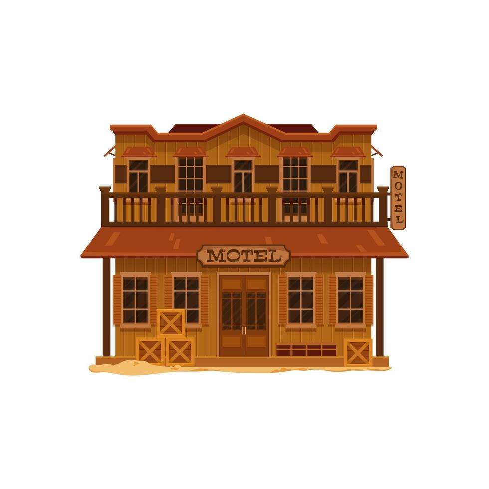 western wild west stad- motel of hotel gebouw vector