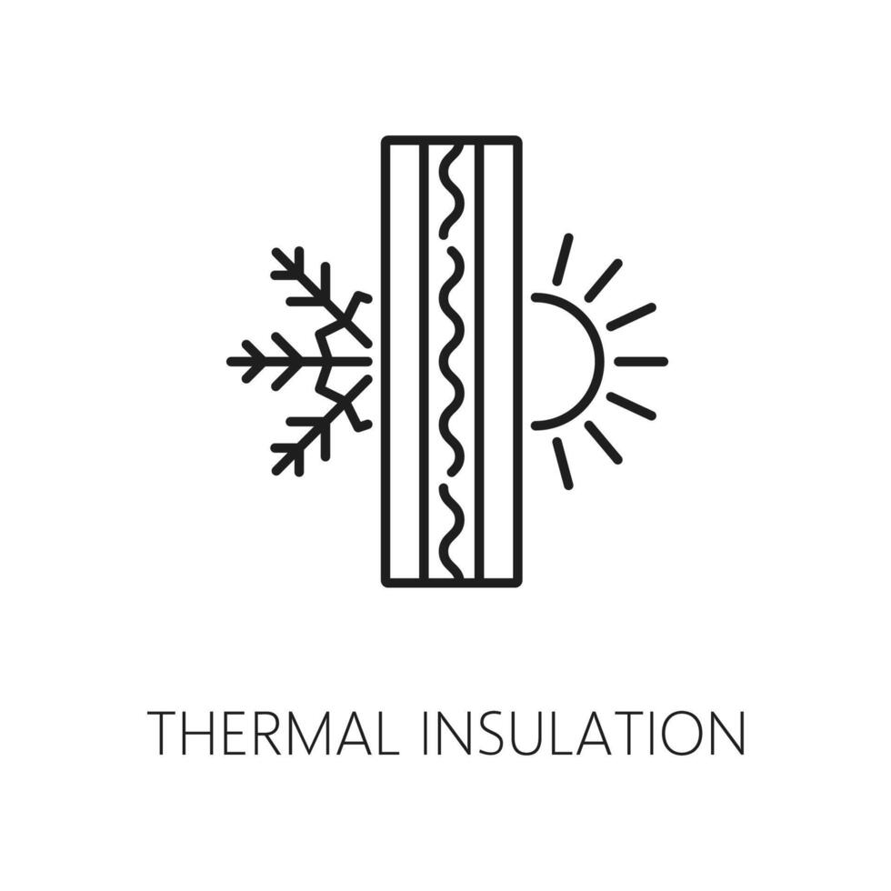 muur thermisch isolatie dun lijn icoon of symbool vector