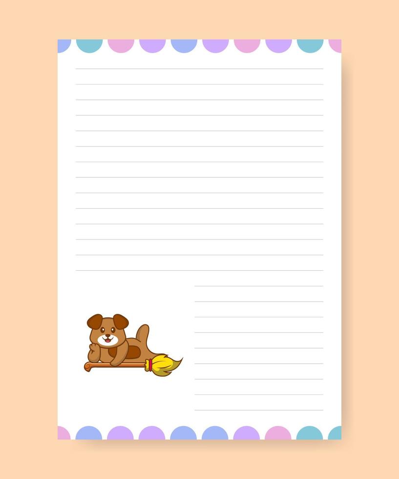 plannerpagina en takenlijst met schattige hond. cartoon vectorillustratie. vector