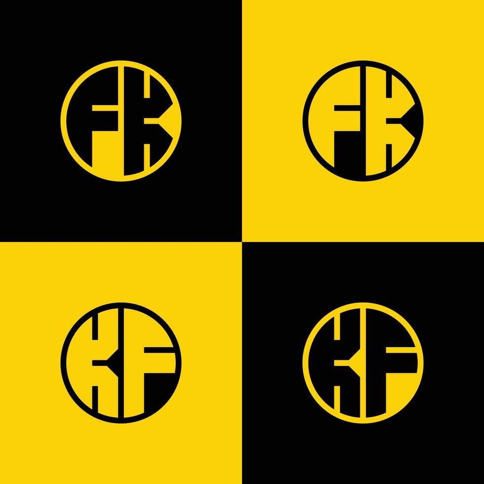 gemakkelijk fk en kf brieven cirkel logo set, geschikt voor bedrijf met fk en kf initialen vector