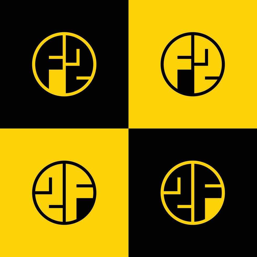 gemakkelijk fz en zf brieven cirkel logo set, geschikt voor bedrijf met fz en zf initialen vector
