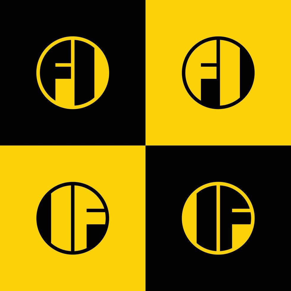 gemakkelijk fi en als brieven cirkel logo set, geschikt voor bedrijf met fi en als initialen vector