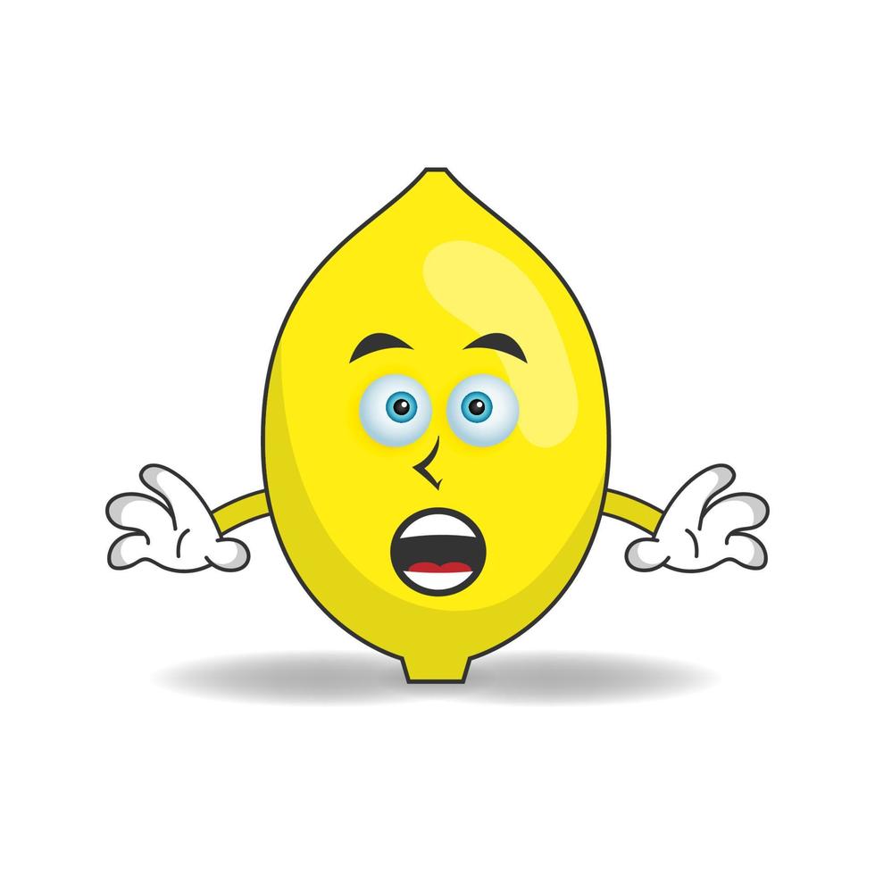 citroen mascotte karakter met geschokte uitdrukking. vector illustratie