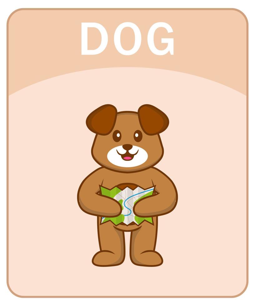 alfabet flashcard met schattige hond stripfiguur. vector