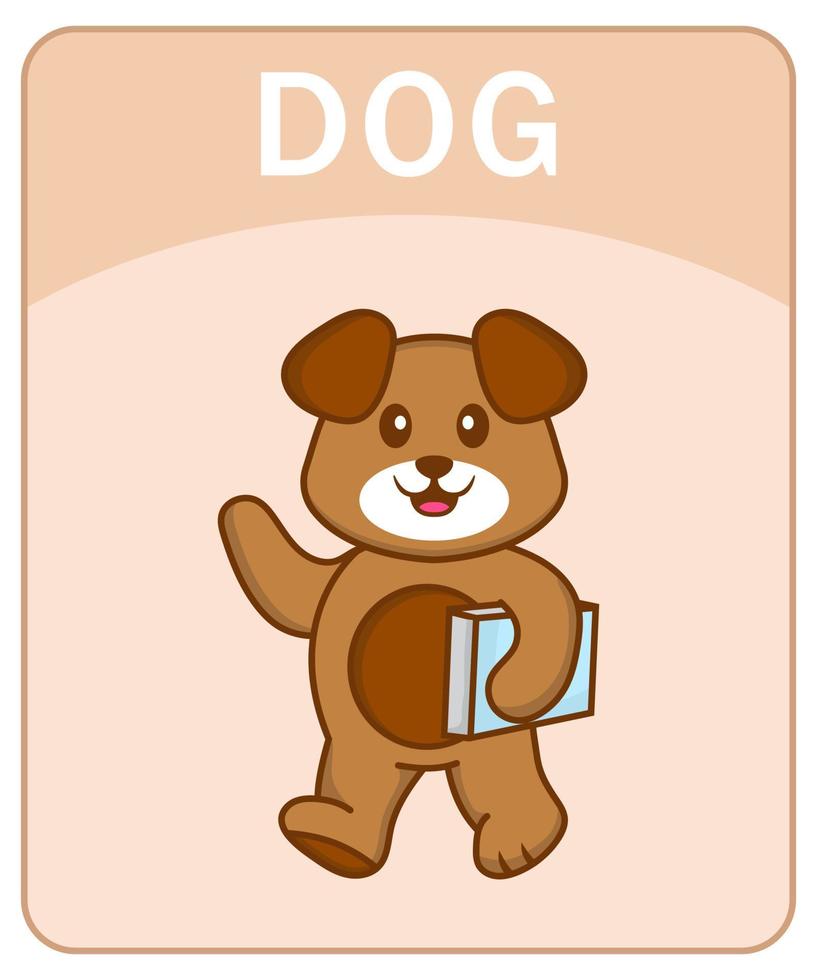 alfabet flashcard met schattige hond stripfiguur. vector