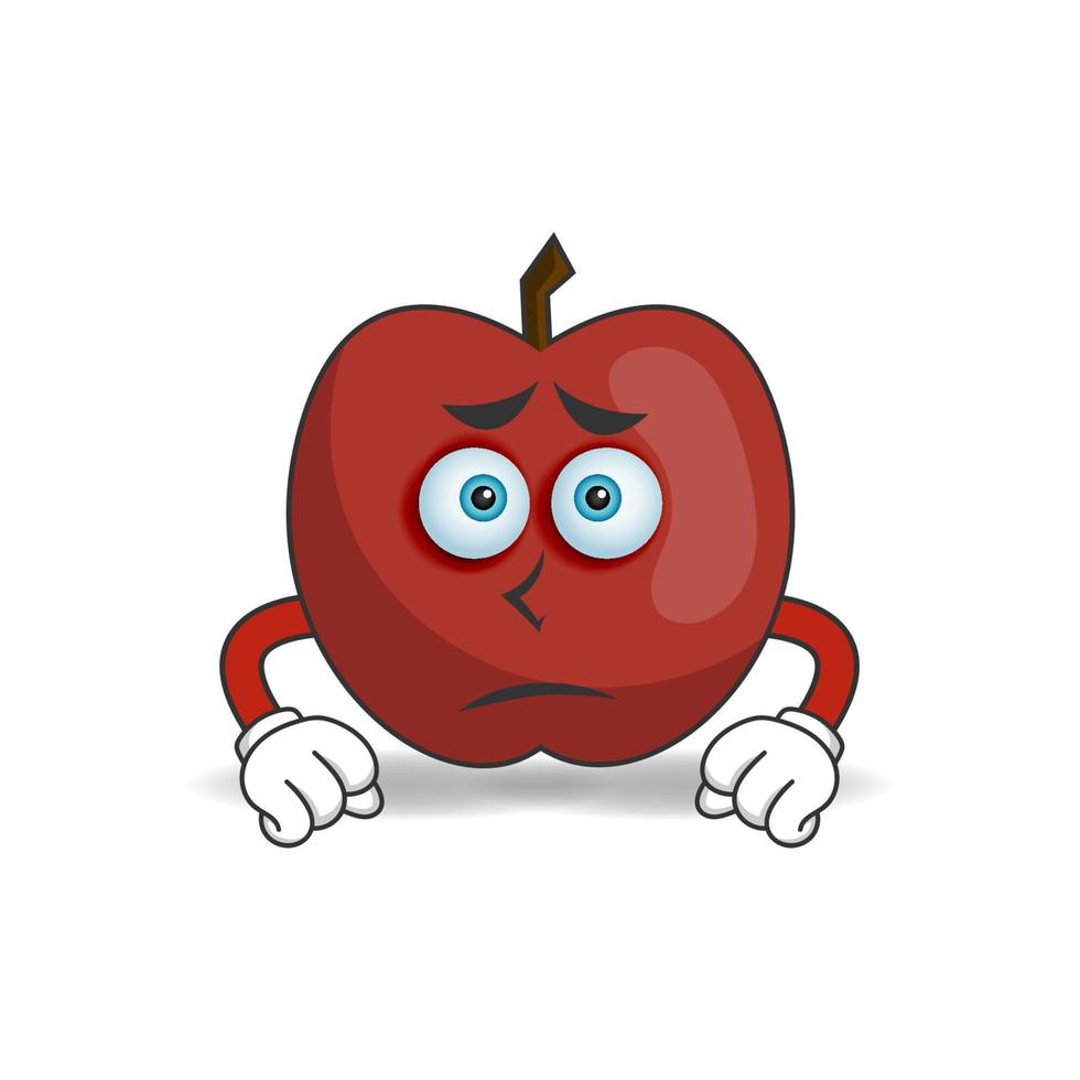 appel mascotte karakter met droevige uitdrukking. vector illustratie