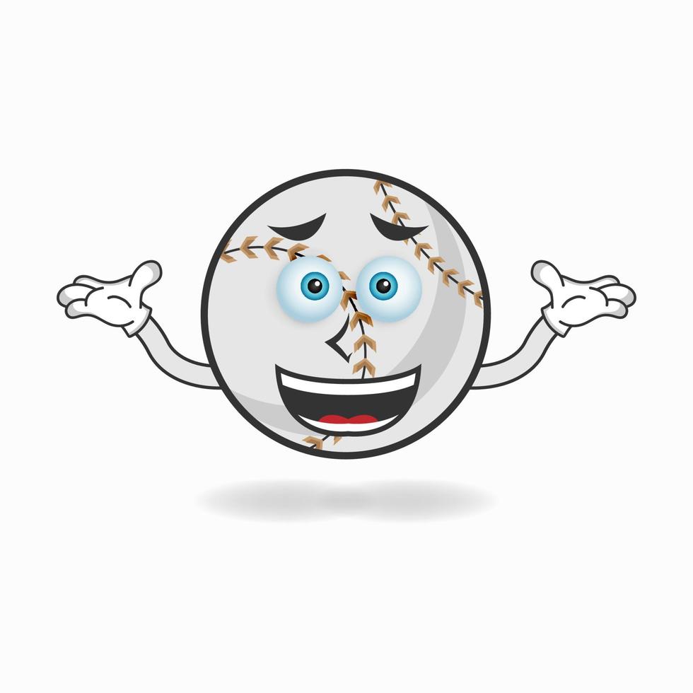 honkbal mascotte karakter met een verwarde uitdrukking. vector illustratie