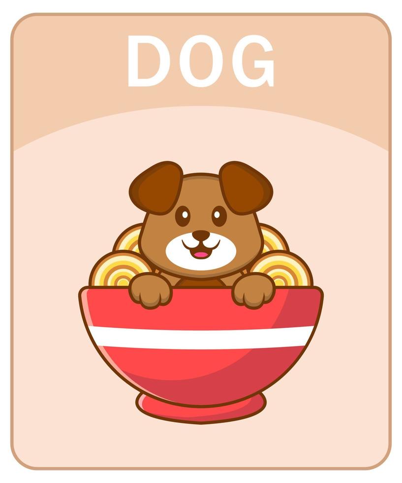 alfabet flashcard met schattige hond stripfiguur. vector