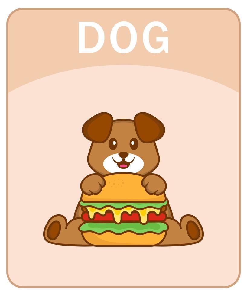 alfabet flashcard met schattige hond stripfiguur. vector