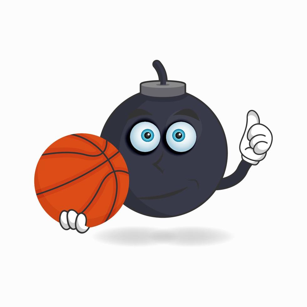 het boommascottekarakter wordt een basketbalspeler. vector illustratie