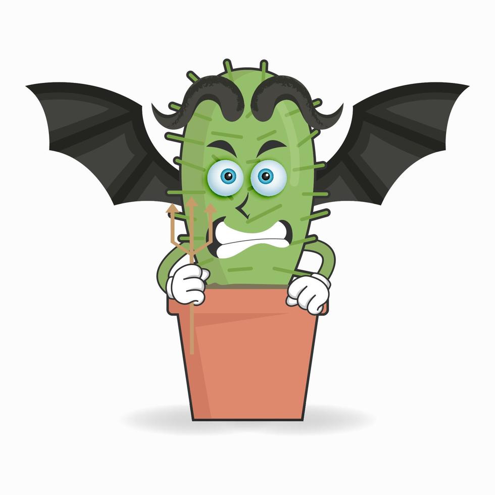 het karakter van de cactusmascotte wordt een duivel. vector illustratie