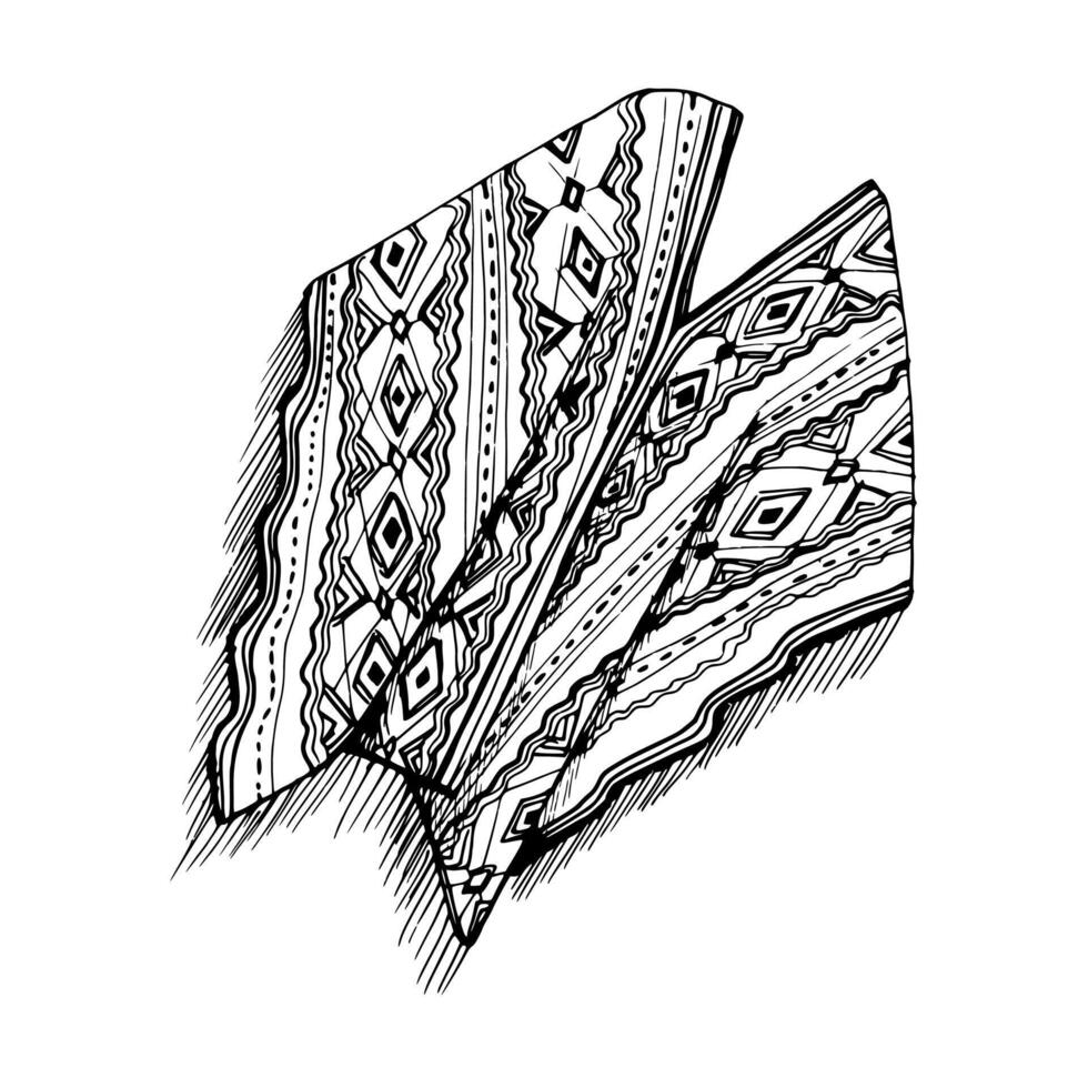 hand- getrokken inkt vector illustratie, geborduurd nationaal Indisch kleren zuiden centraal Amerika mode cultuur poncho. single voorwerp geïsoleerd wit achtergrond. ontwerp reis, vakantie, brochure, afdrukken