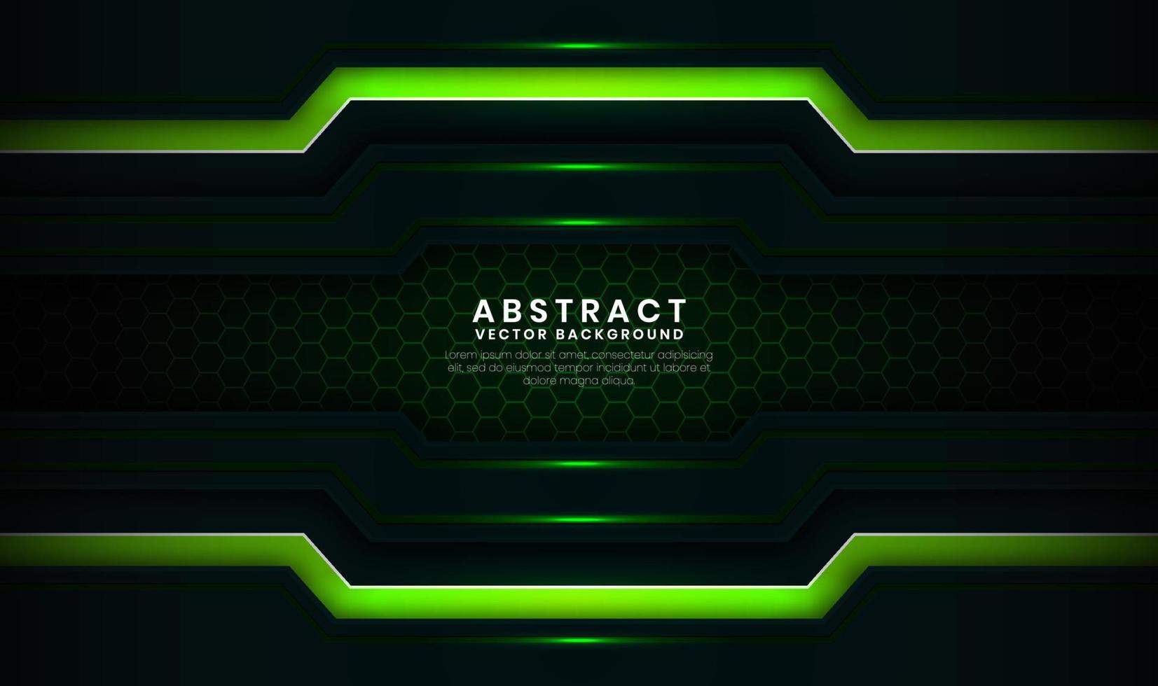 abstracte 3d groene technologie achtergrond overlappende lagen op donkere ruimte met lichte lijnen effect decoratie. modern sjabloonelement toekomstig stijlconcept voor flyer, kaart, omslag, brochure of bestemmingspagina vector