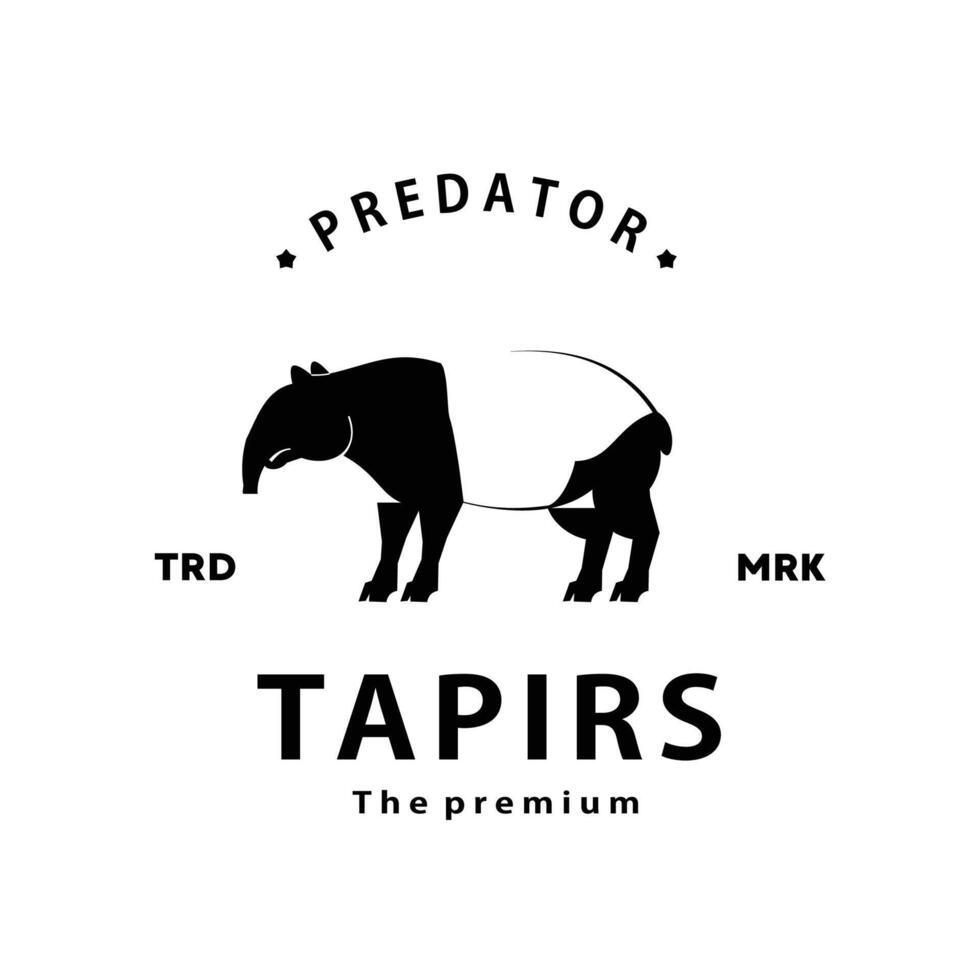 wijnoogst retro hipster tapirs logo vector schets silhouet kunst icoon