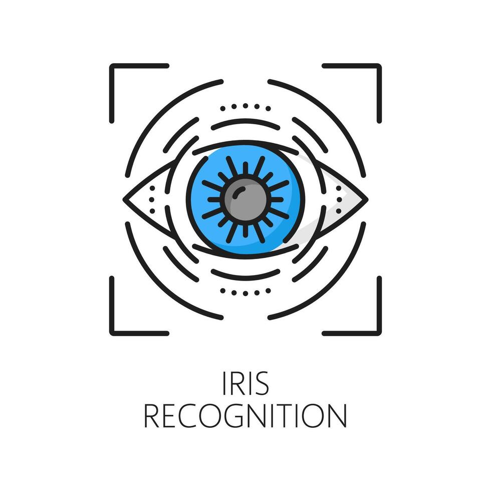 biometrisch identificatie, iris herkenning icoon vector