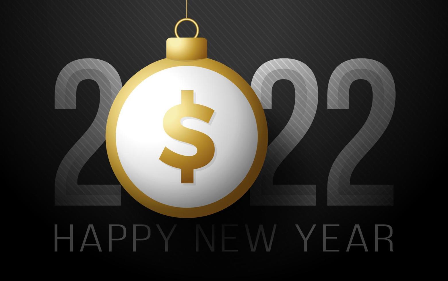 2022 Nieuwjaar dollar snuisterij. geld gelukkig nieuw 2022 jaar dollarteken. vector illustratie