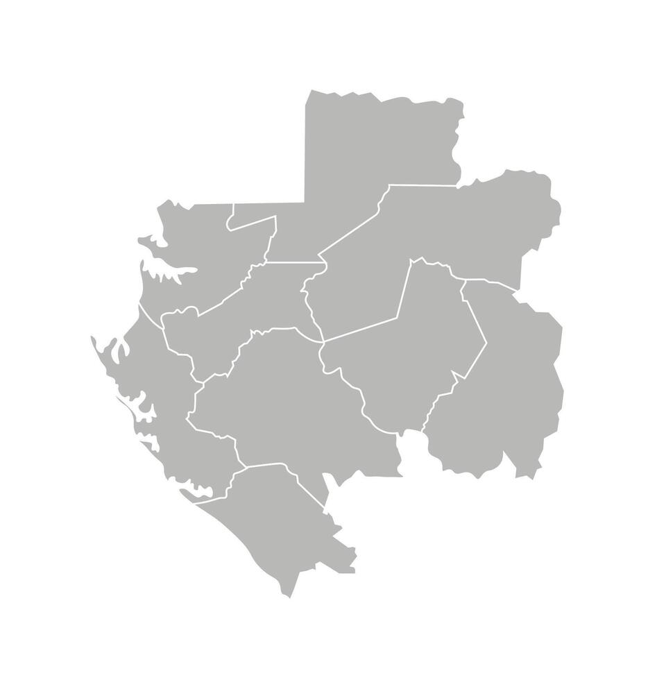 vector geïsoleerd illustratie van vereenvoudigd administratief kaart van Gabon. borders van de provincies, Regio's. grijs silhouetten. wit schets