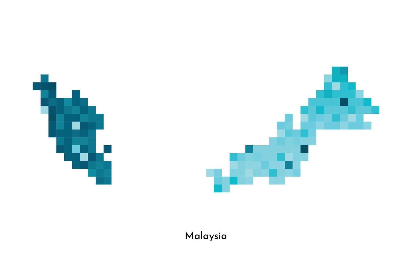 vector geïsoleerd meetkundig illustratie met gemakkelijk ijzig blauw vorm van Maleisië kaart. pixel kunst stijl voor nft sjabloon. stippel logo met helling structuur voor ontwerp Aan wit achtergrond