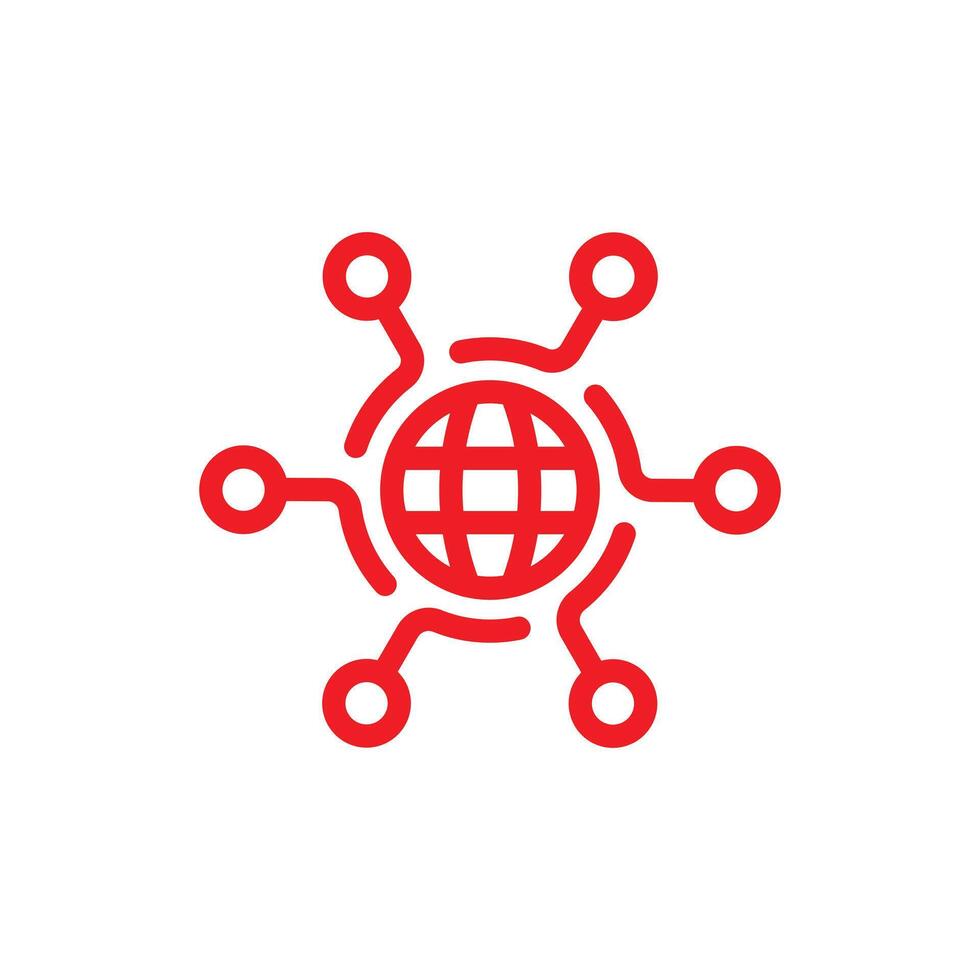 rood digitaal technologie, sociaal netwerk, globaal aansluiten, gemakkelijk bedrijf logo. icoon Aan wit achtergrond vector