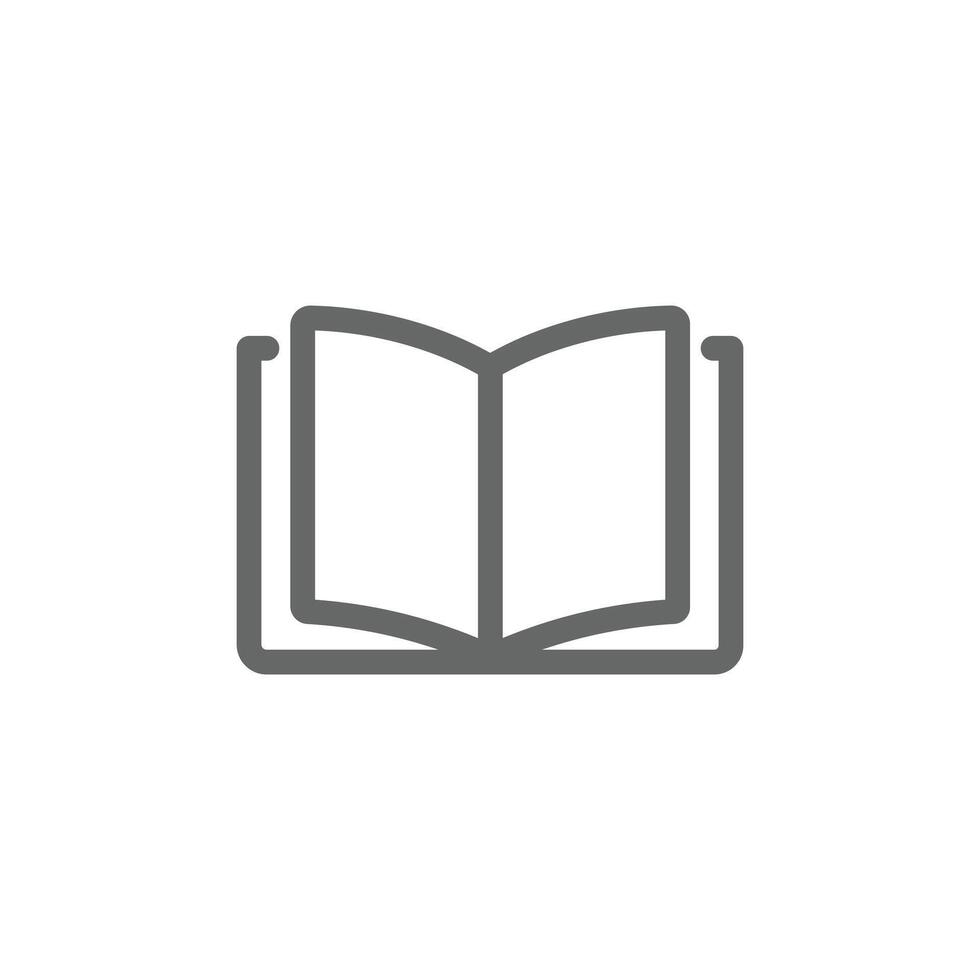 eps10 illustratie van een grijs lezing boek lijn kunst icoon vector symbool geïsoleerd Aan wit achtergrond