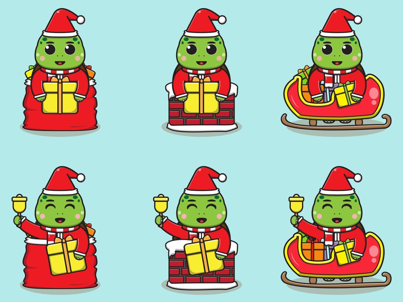 schattige schildpad santa claus vectorillustratie. vector